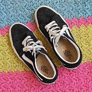 Vans Black and White Suede Low-Top Sneakers